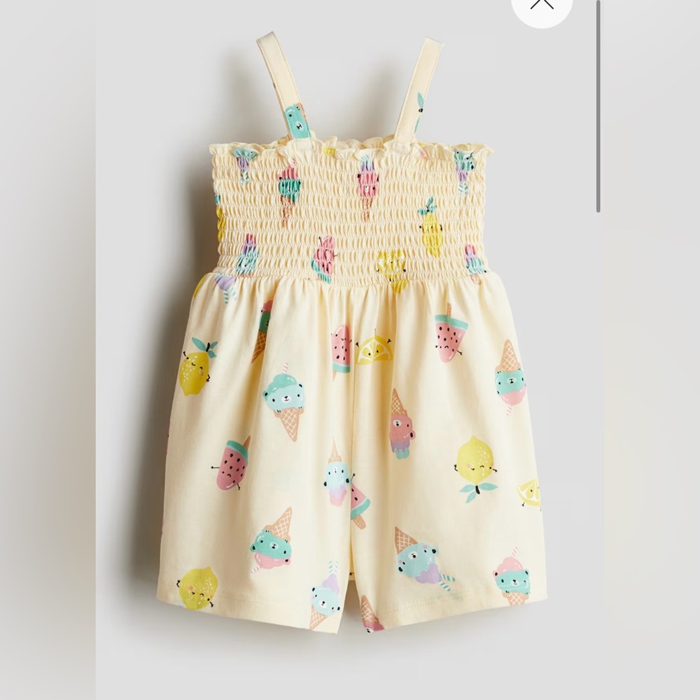 H&M Baby Girls Yellow Ice Cream Bear Summer Lemons Fruits Romper Jumpsuit 2T